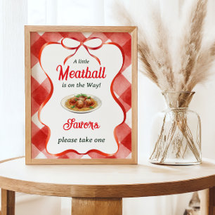 Affiche Pâtes aux boulettes de viande à carreaux rouges it