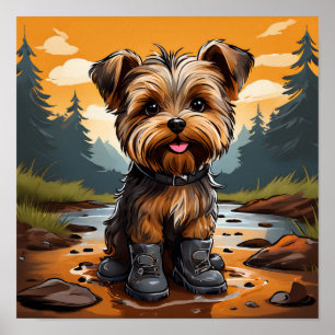Affiche Pâtes boueuses, Coeur heureux : Yorkie dans les bo