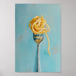 Affiche Pâtes de spaghetti sur l'art mural de fourche pour