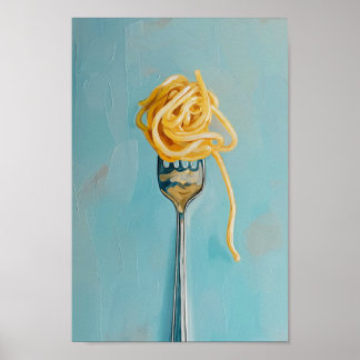 Affiche Pâtes de spaghetti sur l'art mural de fourche pour