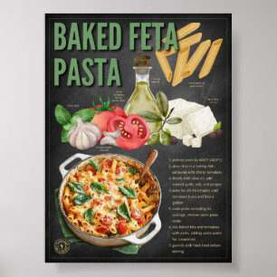 Affiche Pâtes Feta cuites Pâte Recette Palkboard Imprimer