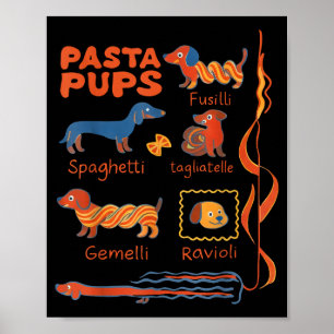 Affiche Pâtes P Chien Drôle Dachshund Chien Pâtes Foodie C