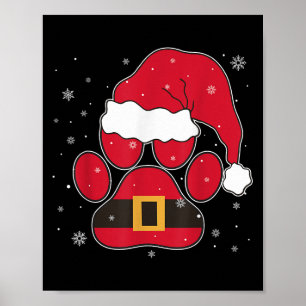 Affiche Pâtes Santa Hat Chien Chat Paw Noël Animaux de com