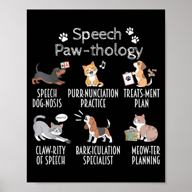 Affiche Pathologie de la parole chats drôles jeux de mots  (Devant)