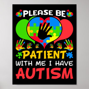 Affiche Patient Moi Coeur Colorful Puzzle J'Ai Autisme Awa