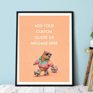 Affiche Patin à roulettes personnalisé Capybara Drôle Anim