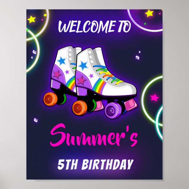 Affiche Patinage à roulettes signe de fête de bienvenue su (Devant)