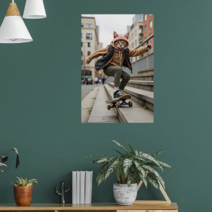 Affiche Patinage artistique en chats rad