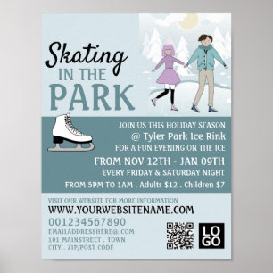 Affiche Patinage dans le parc, patinoire patinoire Publici