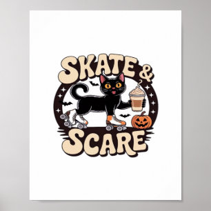 Affiche Patinage et patinage - Belle Roulette de Chat Noir