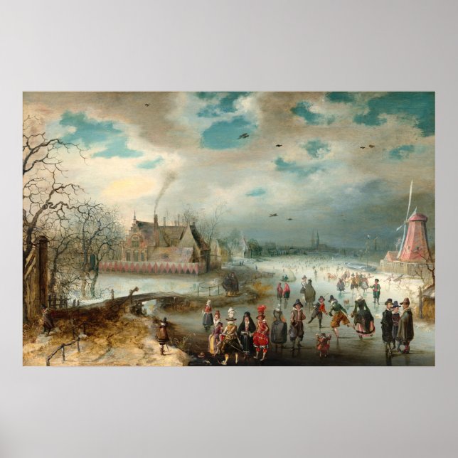 Affiche Patinage sur Amstel River, van Breen Fine Art Post (Devant)