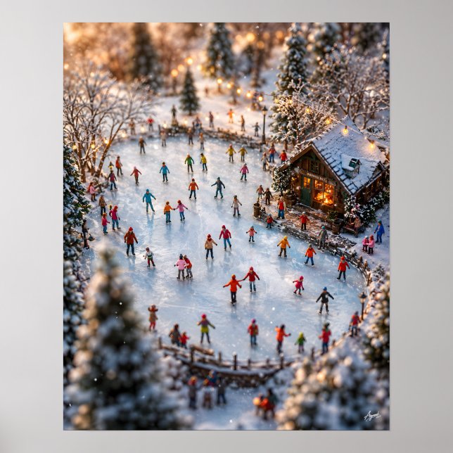 Affiche Patinage sur glace d'étang gelé miniature (Devant)