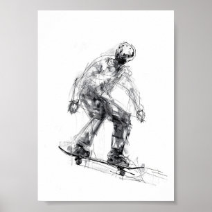 Affiche Patineur Abstrait en mouvement