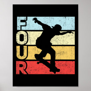 Affiche Patineur de 4 ans en planche à roulettes pour une