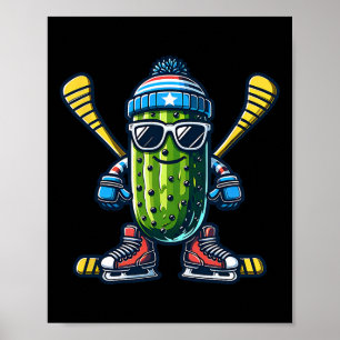 Affiche Patineur de cornichon cool de hockey sur glace de