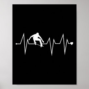 Affiche Patineur de skateboard drôle Rythme cardiaque Poul