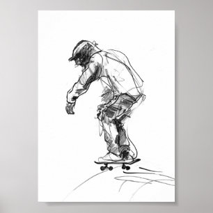 Affiche Patineur vintage en mouvement