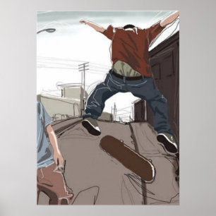 Affiche Patineurs dans l'affiche de rue