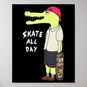 Affiche Patineurs s'amusant en skateboard Cadeau d'alligat