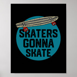 Affiche Patineurs Vont Patiner Planche à Roulettes Sport