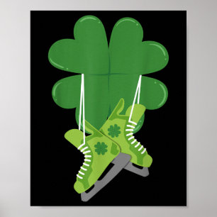 Affiche Patins à glace de hockey Sport Trèfle irlandais St
