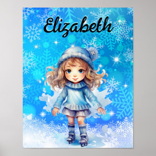 Affiche Patins à glace pour filles en hiver Patinage artis
