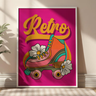 Affiche Patins à roulettes Hot Rose&Yellow RETRO