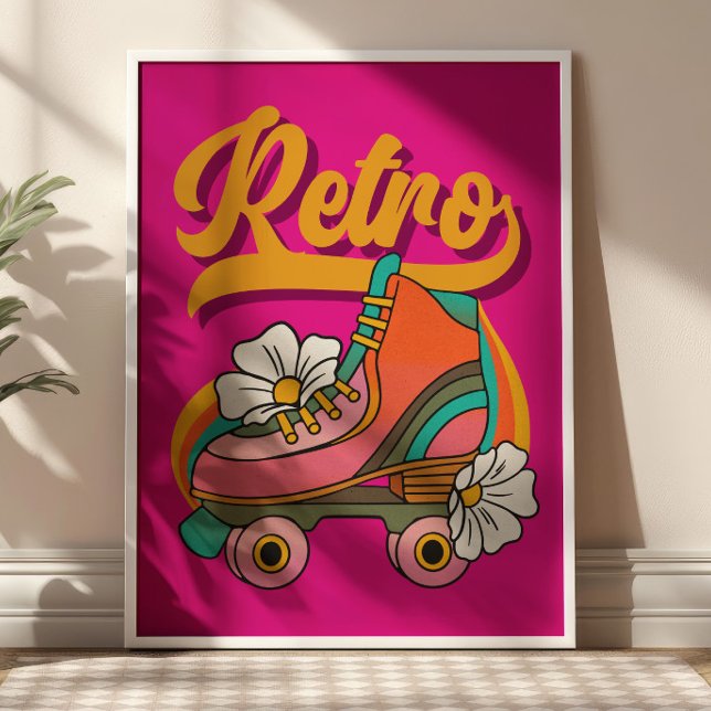 Affiche Patins à roulettes Hot Rose&Yellow RETRO (Créateur téléchargé)