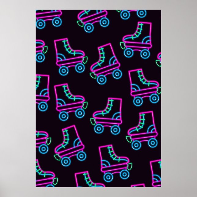 Affiche Patins à roulettes néon 80s (Devant)
