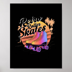 Affiche Patins à roulettes Rétro - Autocollant Vibes 80