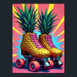 Affiche Patins à roulettes rétro Surreal Ananas Pop Art<br><div class="desc">Cette oeuvre audacieuse et décalée réimagine une paire de patins à rouleaux comme des ananas dorés, transformant le style quotidien de la rue en un énoncé surréaliste de la culture pop. Chaque botte d'ananas brillante, avec une finition métallique et une texture tropicale, se trouve au-dessus de roues brillantes en chrome,...</div>