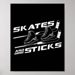 Affiche Patins Sur Glace Et Bâtons De Hockey Sports D'Hive