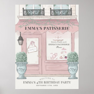Affiche Pâtisserie Boulangerie Française Rose Bienvenue An