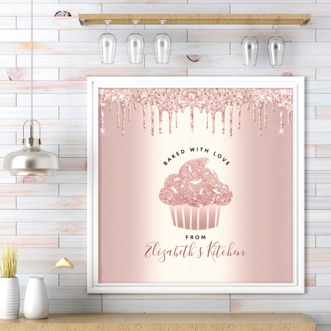 Affiche Pâtisserie Chef Cupcake Rose Gold Parties scintill (Créateur téléchargé)