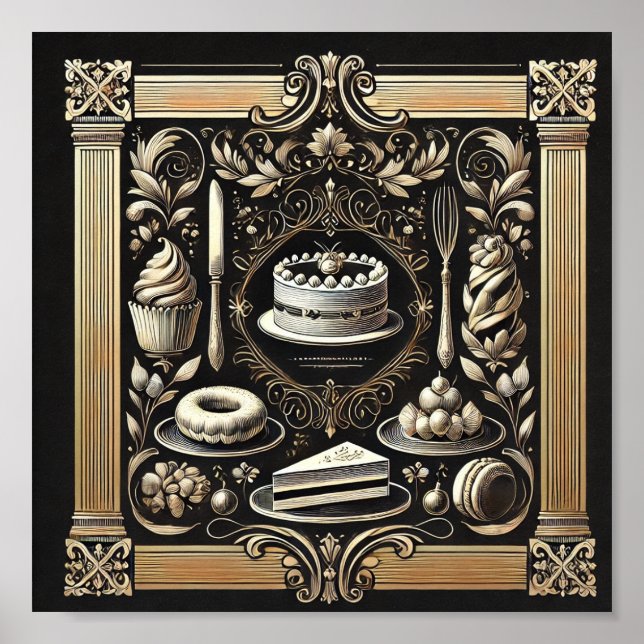 Affiche Pâtisserie et boulangerie de style vintage (Devant)