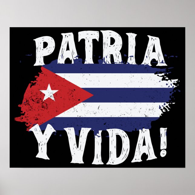 Affiche Patria Y Vida Libérez Cuba Libre Drapeau cubain (Devant)