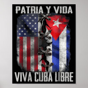 Affiche Patria Y Vida Vive Cuba Libre Patriotique Rétro US