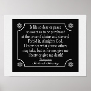 Affiche Patrick Henry Discours Citation - Art print