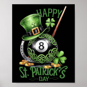 Affiche Patrick's Day Costume Billiards Casquette à quatre