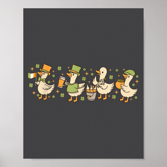 Affiche Patricks Day,funny Goose, Shamrock, Beer Gift Tee  (Devant)