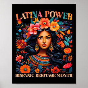 Affiche Patrimoine Hispanique S Latina Power Flowers Femme