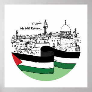 Affiche Patrimoine palestinien et espoir : nous reviendron