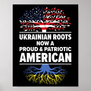 Affiche Patriote Américain Ukrainien Drapeau Ukraine États