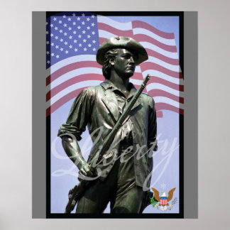 Affiche Patriotic Liberty Minuteman with Defense Emblem