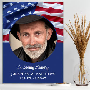 Affiche Patriotic Memorial USA American Flag Photo Funérai