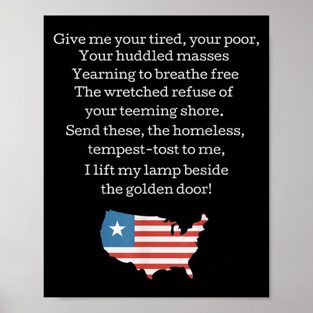 Affiche Patriotic New Colossus Emma Lazarus Quote Usa Gift (Devant)