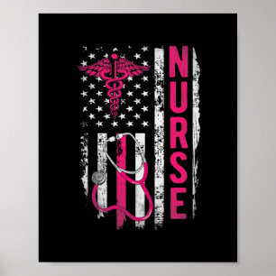 Affiche Patriotic Nurse Gift Flag Graduating School RN