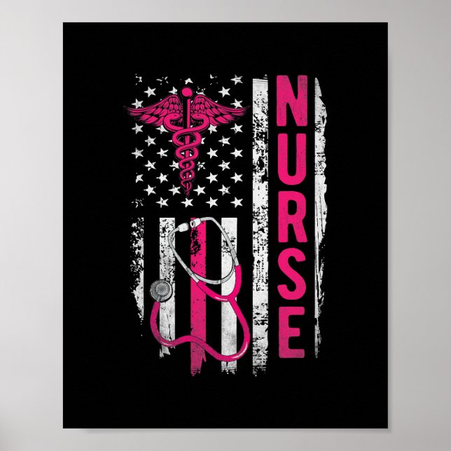 Affiche Patriotic Nurse Gift Flag Graduating School RN (Devant)