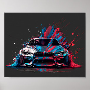 Affiche Patriotic Paint Splatter BMW