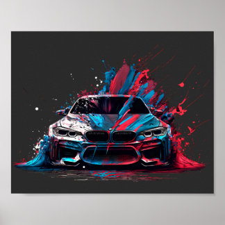 Affiche Patriotic Paint Splatter BMW